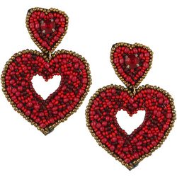 Bay Studio Double Bead Hearts Gold Tone Dangle Earrings