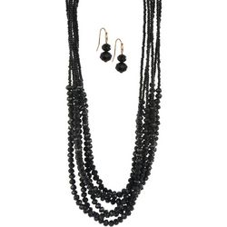 Bay Studio 2-Pc 6-Row Faceted Bead Necklace & Earrings Set