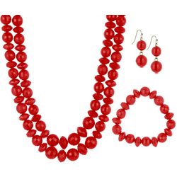 Bay Studio 3-Pc 2-Row Bead Necklace, Bracelet & Earrings Set
