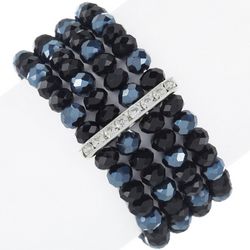 Bay Studio 4-Row Faceted Bead Pave Stretch Bracelet