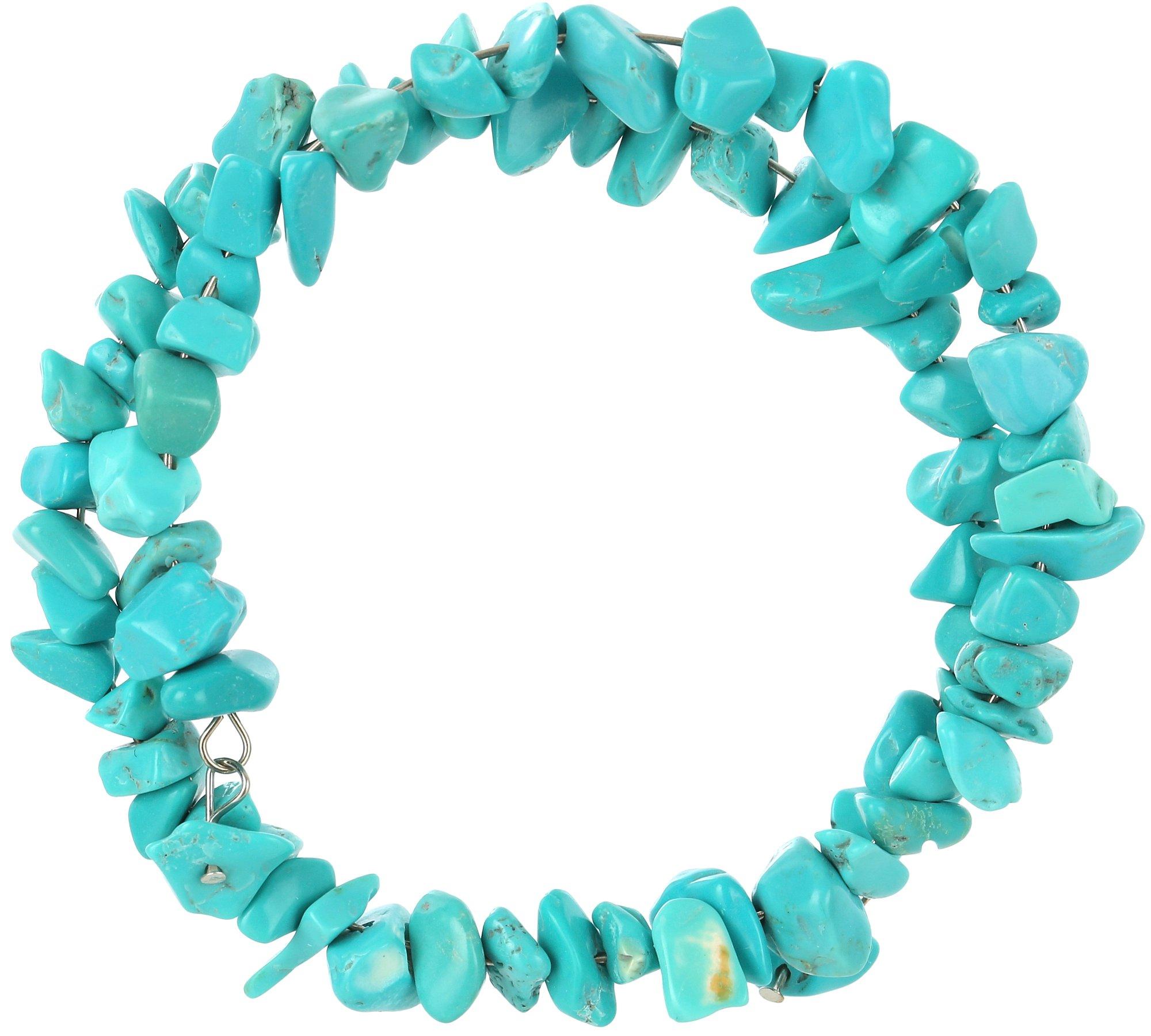 Turquoise Chip Multi-Row Coil Bracelet