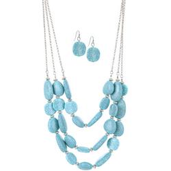 2-Pc. Faux Turquoise Bead Earrings & Necklace