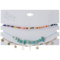 By The Bay New York 3-Pc Discs 8.5 In. Chain Anklet Set