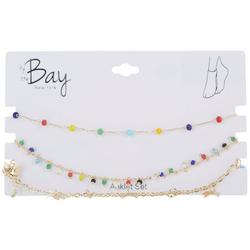 3-Pc Butterfly 8.5 In. Chain Anklet Set