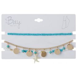 By The Bay New York 3-Pc. Discs 8.5 In. Chain Anklet Set