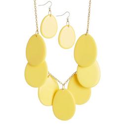 2-Pc. Shell Oval Frontal Earring Necklace Set