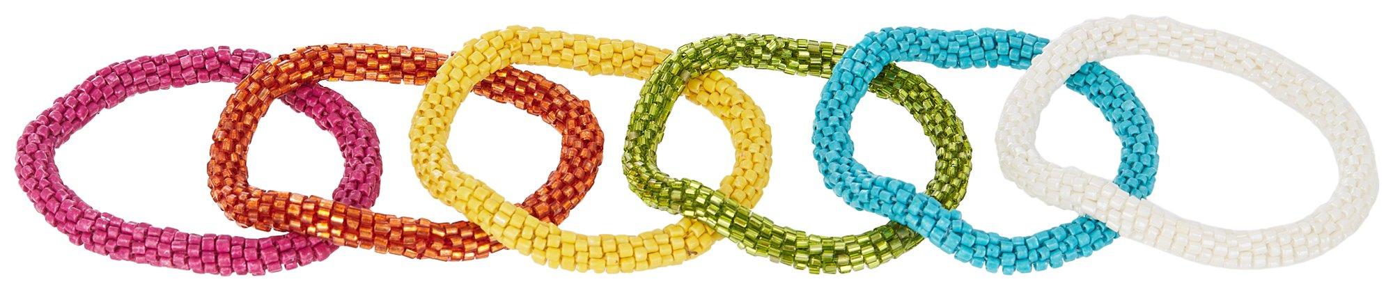 6-Piece Seed Bead Coil Stretch Bracelet Set