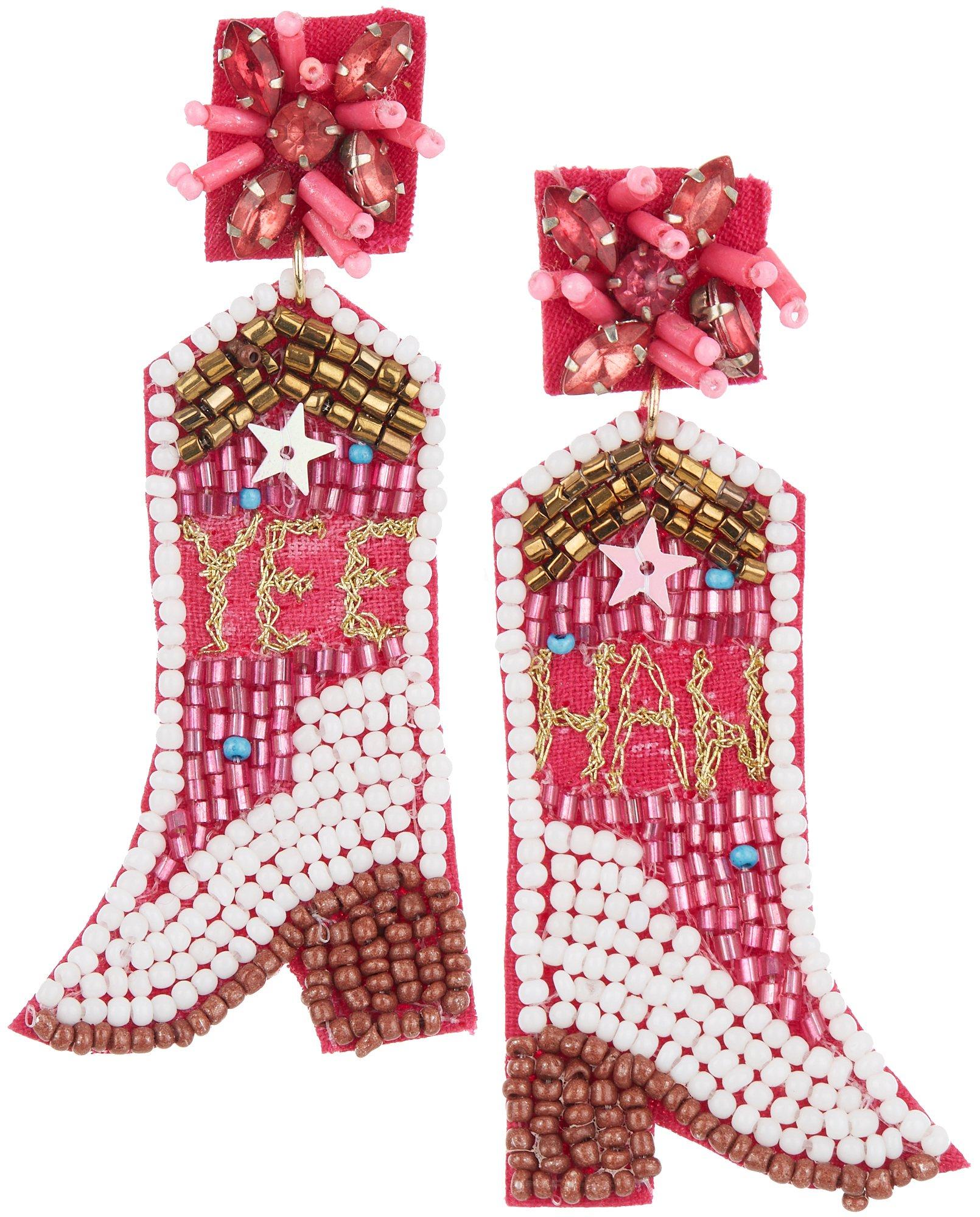 Bay Studio 3 In. Beaded Hee Haw Cowboy Boots Dangle Earrings