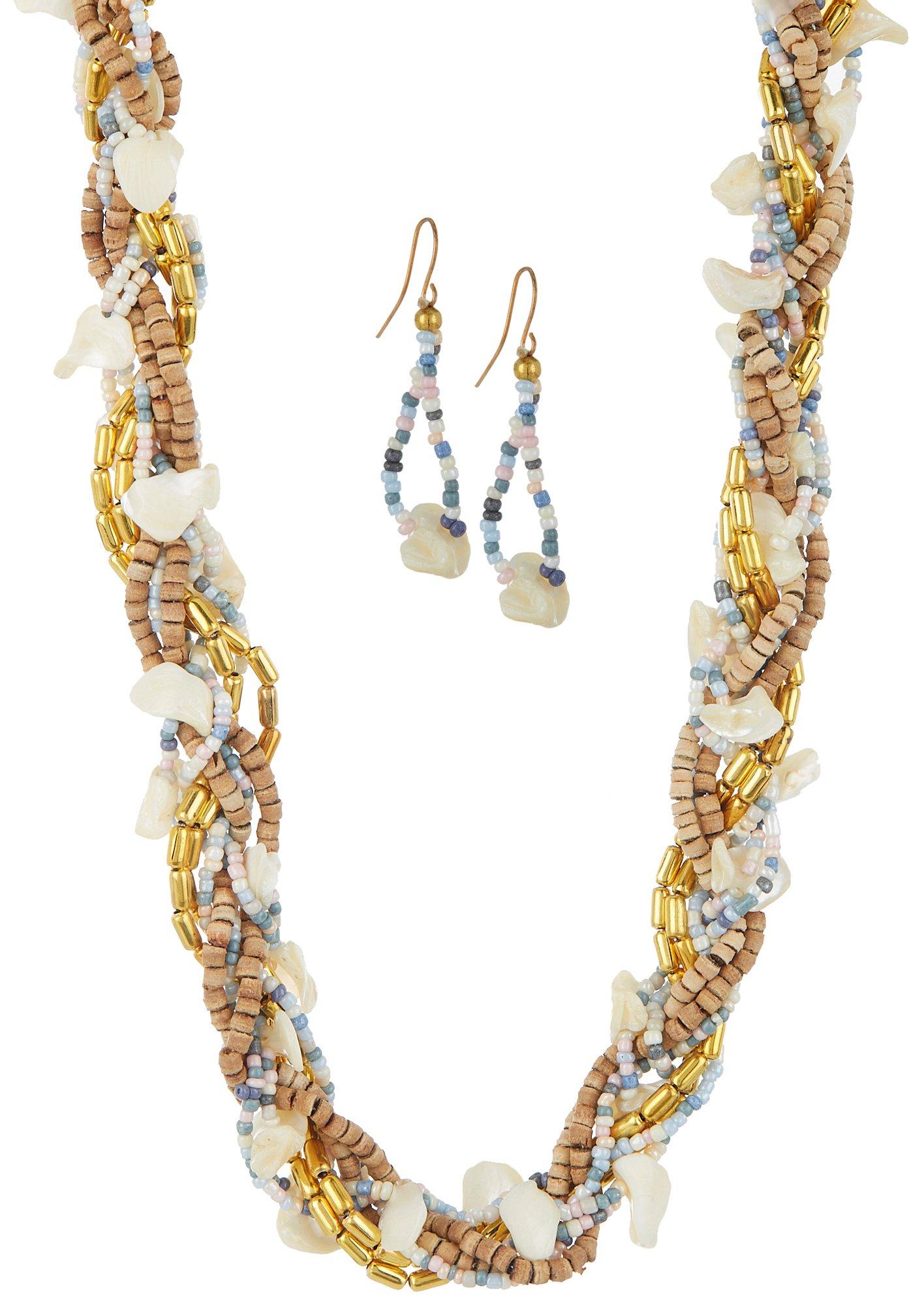 Bay Studio 2-Pc Bead Shell Necklace & Dangle Earrings Set