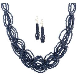 2-Pc Bead Necklace & Dangle Earrings Set