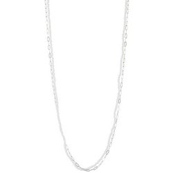 Wearable Art 30 In. 2-Row Bead Chain Silver Tone Necklace