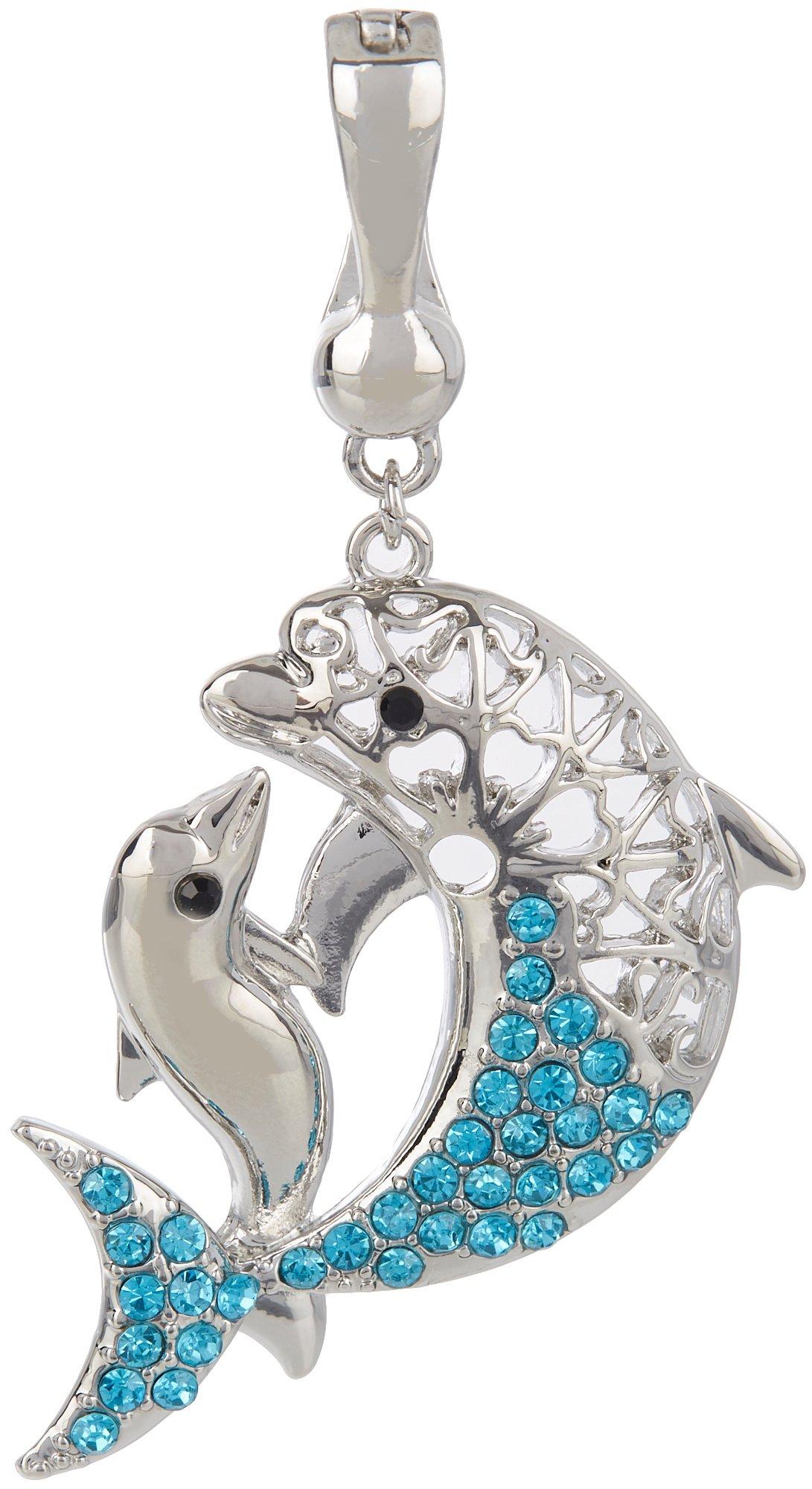 Wearable Art 3.25 In. Pave Dolphin Pendant Magnet