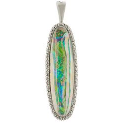 Wearable Art Faux Abalone Oval Silver Tone Pendant Only