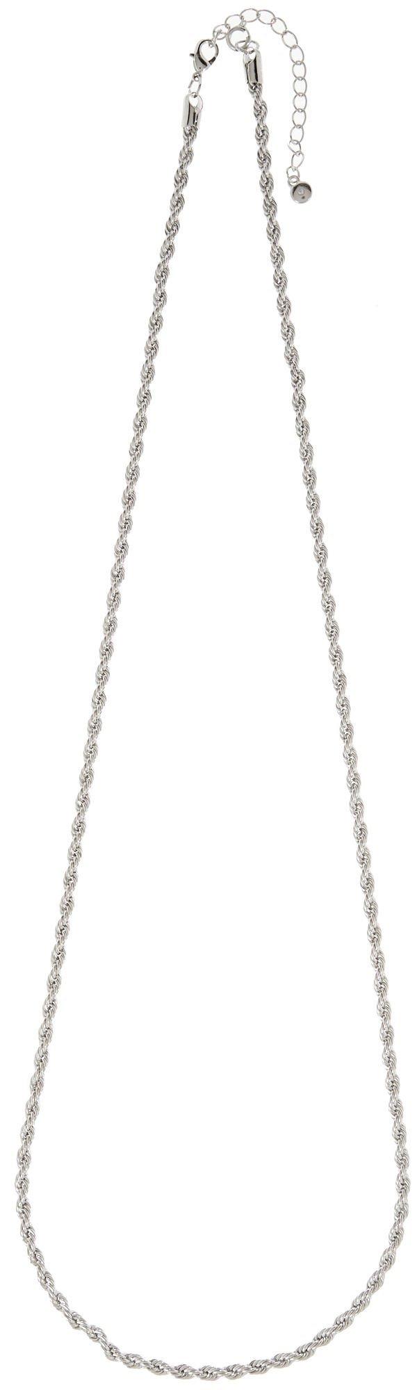 By Roman Silver Tone Rope Chain Necklace
