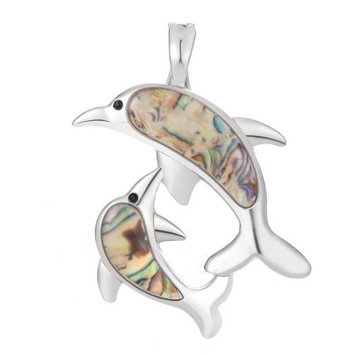 Wearable Art Abalone Dolphins Pendant Magnet Enhancer