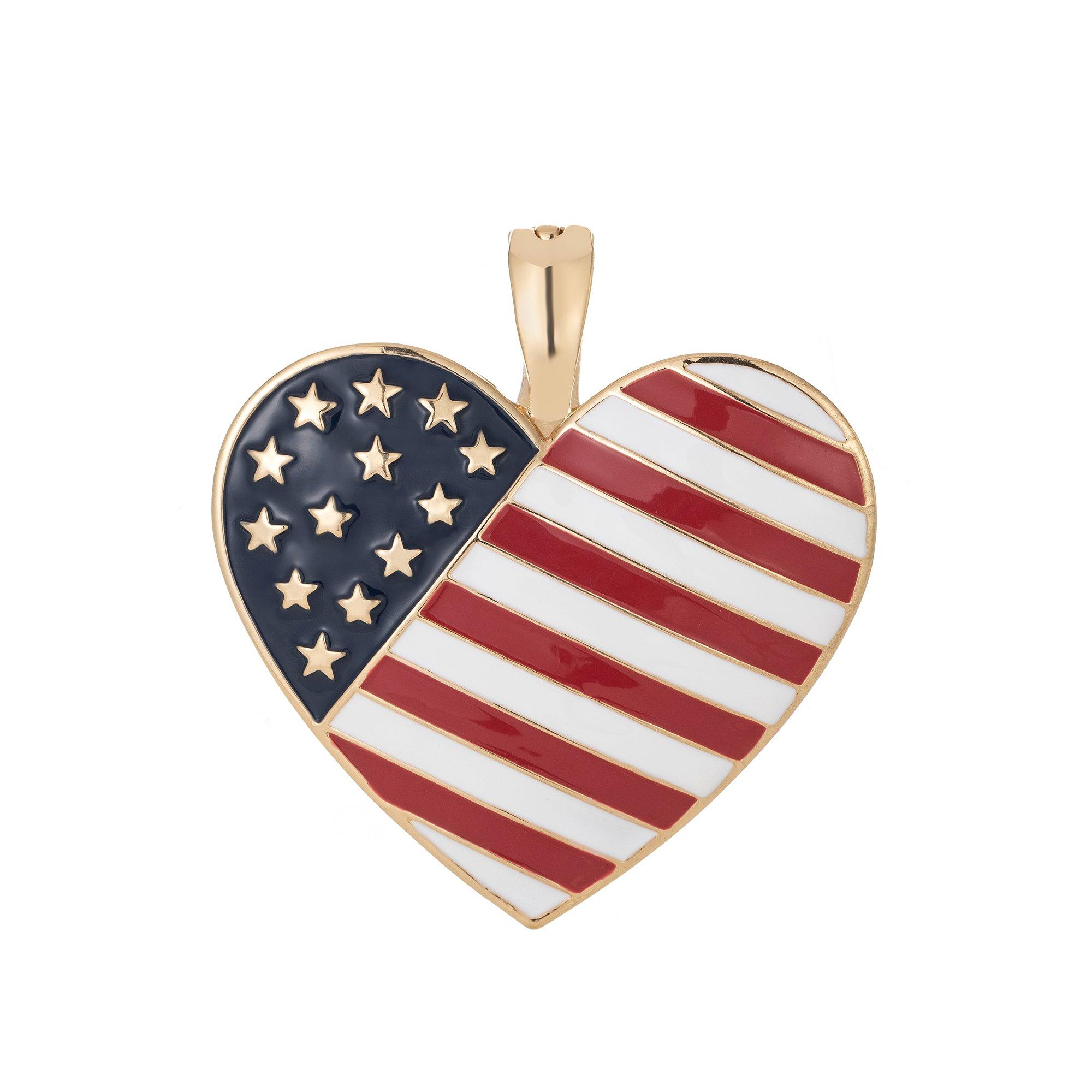 Wearable Art Americana Heart Flag Pendant Magnet Enhancer