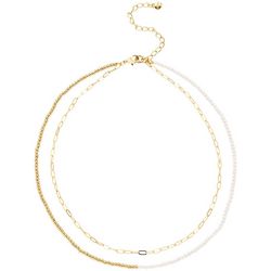 Wearable Art 18 In. 2-Row Bead Gold Tone Necklace