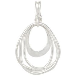 Wearable Art Stacked Oval Silver Tone Pendant