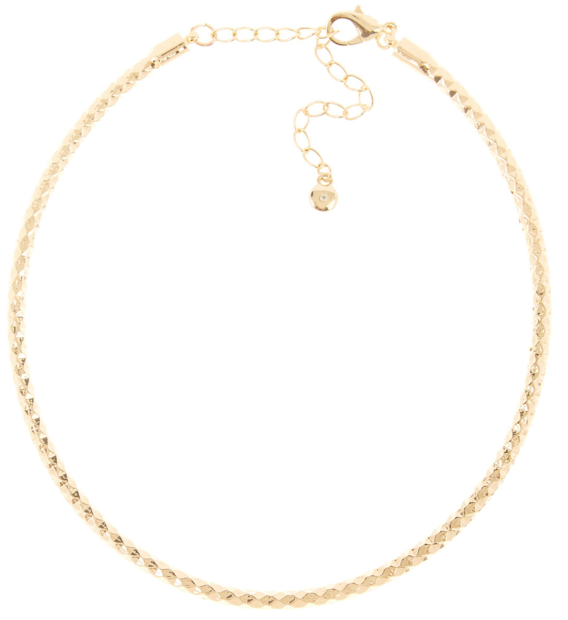 By Roman Gold Tone Textured Collar Necklace
