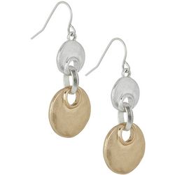 Bella Del Mare Hammered Two Tone Double Disc Earrings