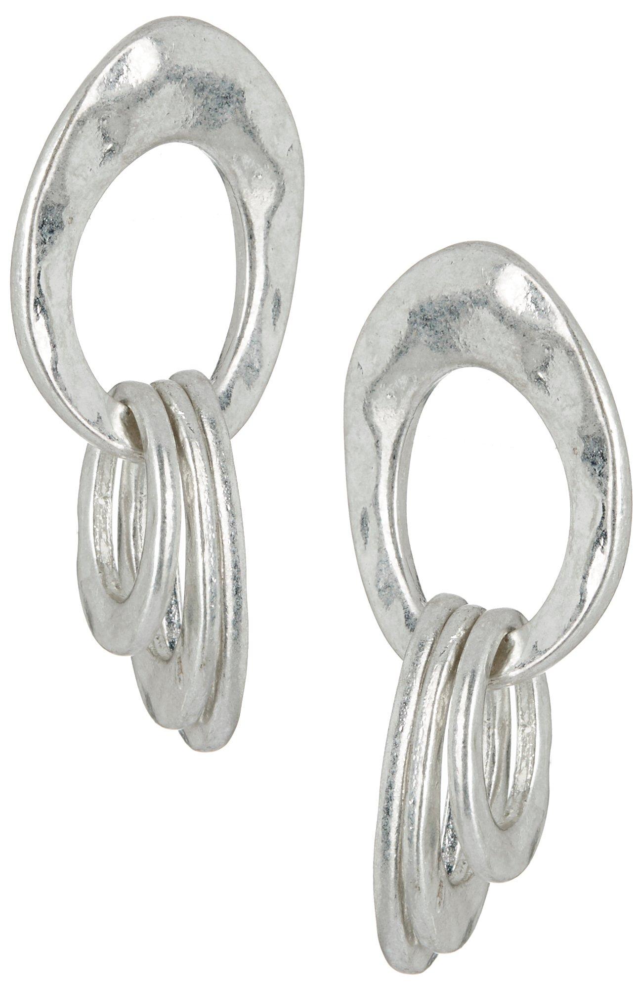 Hammered Open Ovals Dangle Earrings