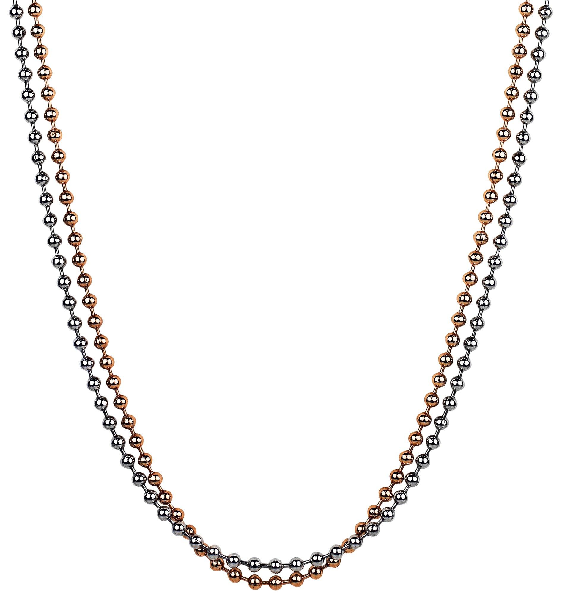 Wearable Art 2-Row 30 In. Two-Tone Beadshot Chain Necklace
