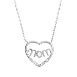 Paige Harper 16 In. Pave Mom Heart Necklace