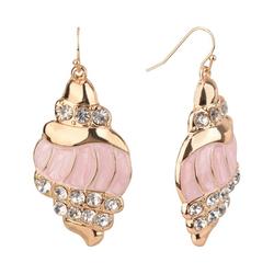 2 In. Pave Conch Shell Dangle Earrings