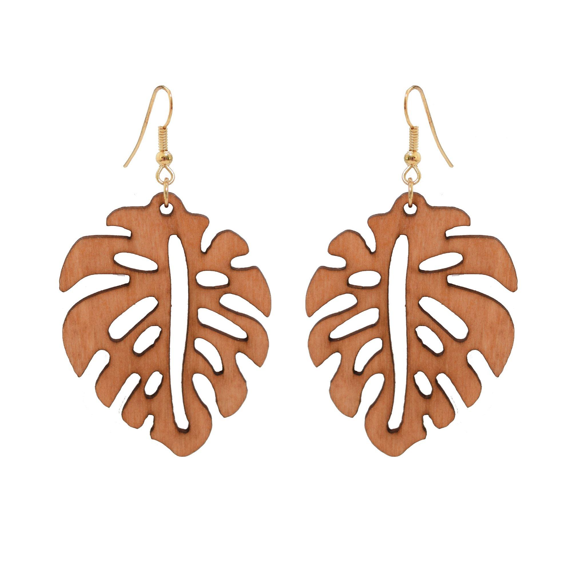 Daisy Fuentes 2.25 In. Cutout Wood Leaf Dangle Earrings