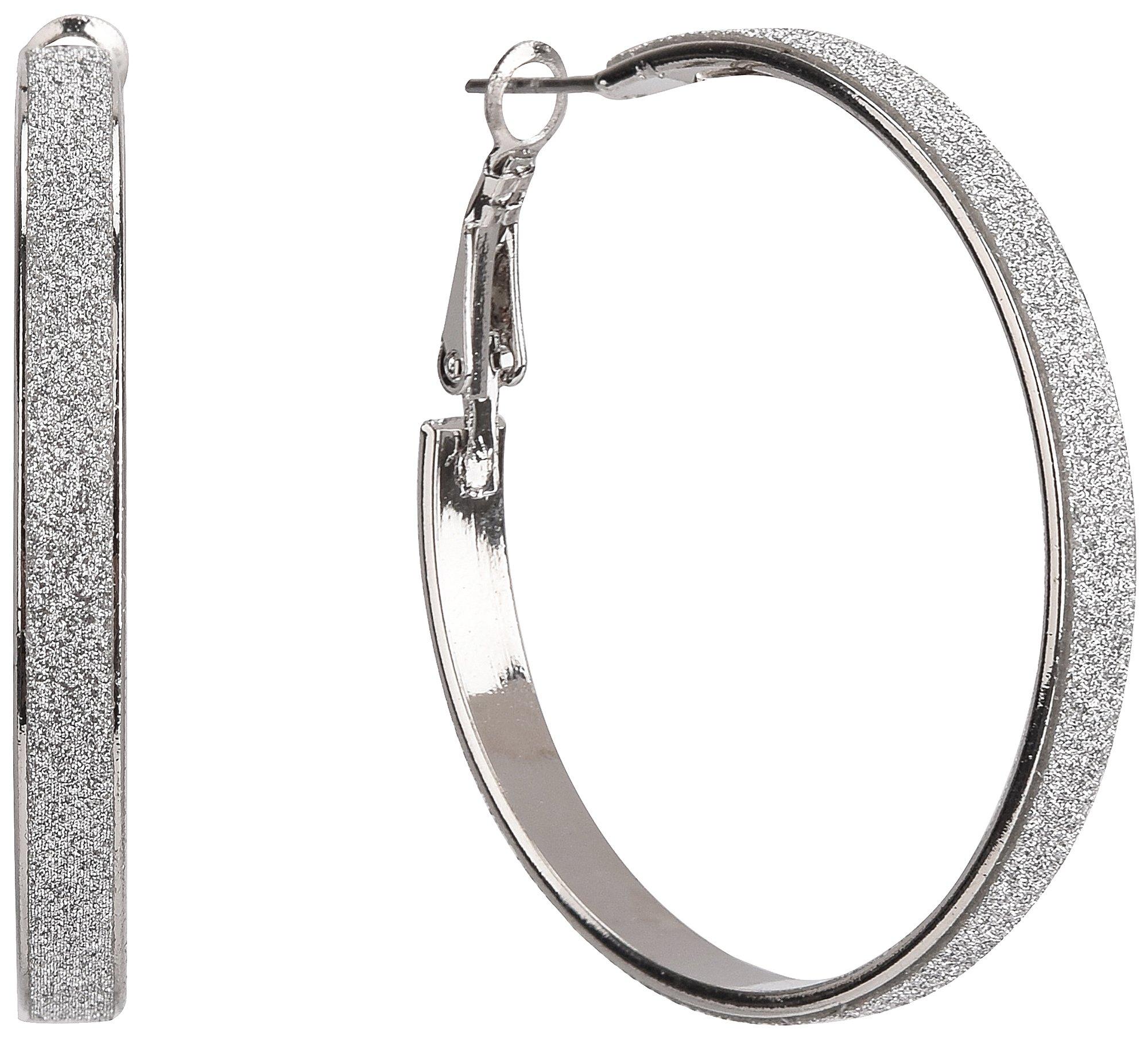 Daisy Fuentes 1.75 In. Glitter Hoop Earrings