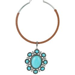 Bay Studio 16 In. Collar Necklace Faux Turquoise Pendant