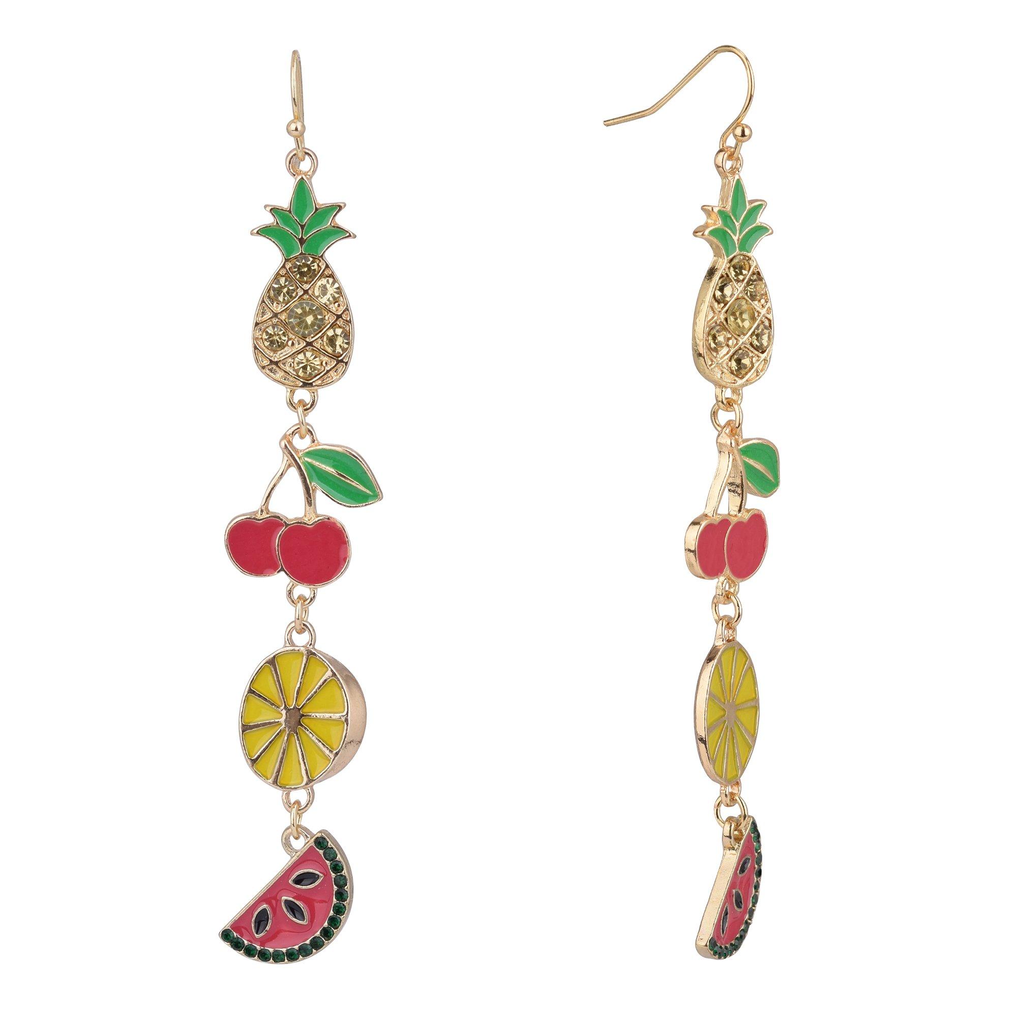 3.5 In. Linear Fruit Dangle Earrings