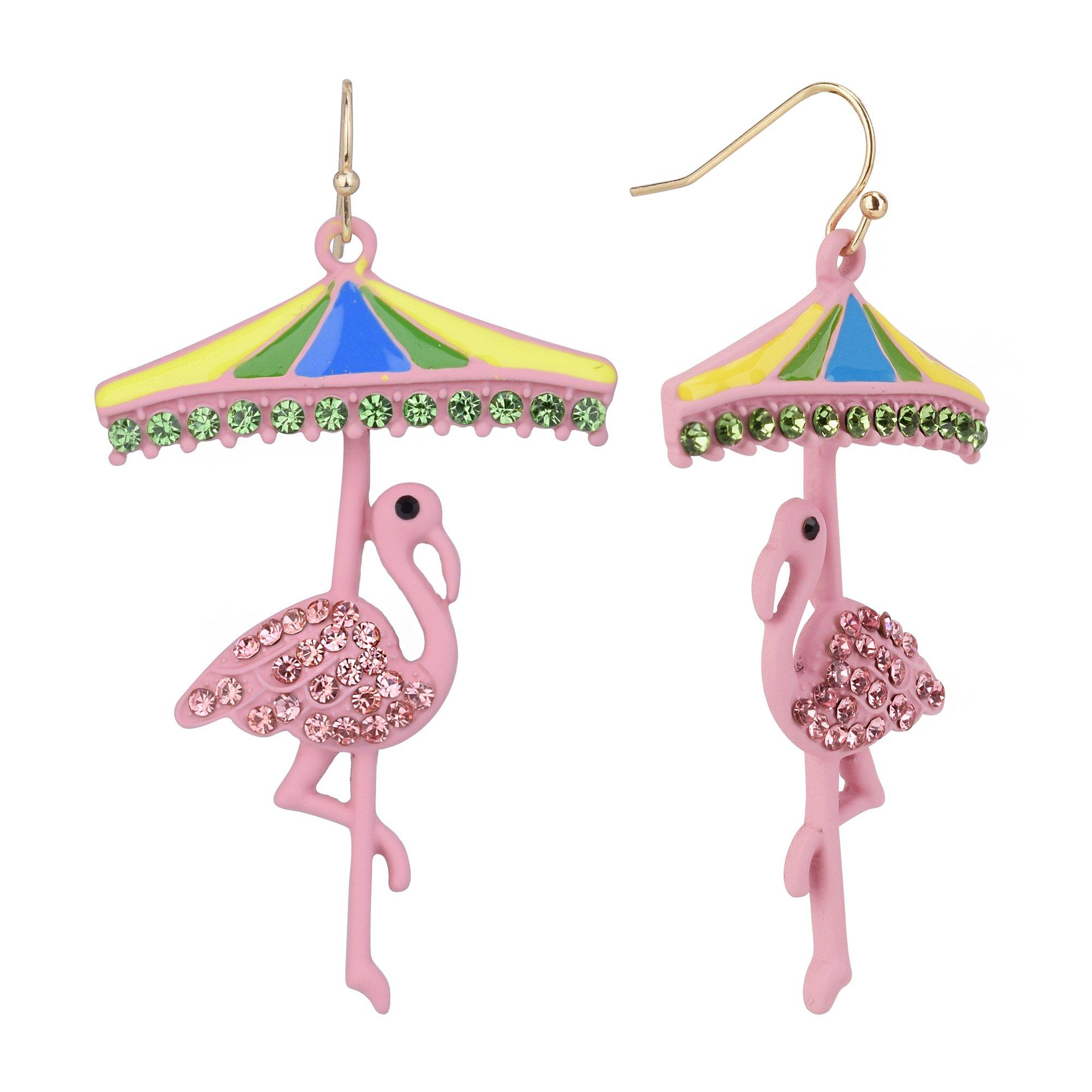 Fun & Sun 2.5 In. Pave Flamingo Dangle Earrings