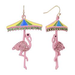 2.5 In. Pave Flamingo Dangle Earrings