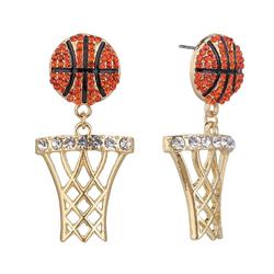 1.75 In. Pave Basketball Hoop Dangle Earrings