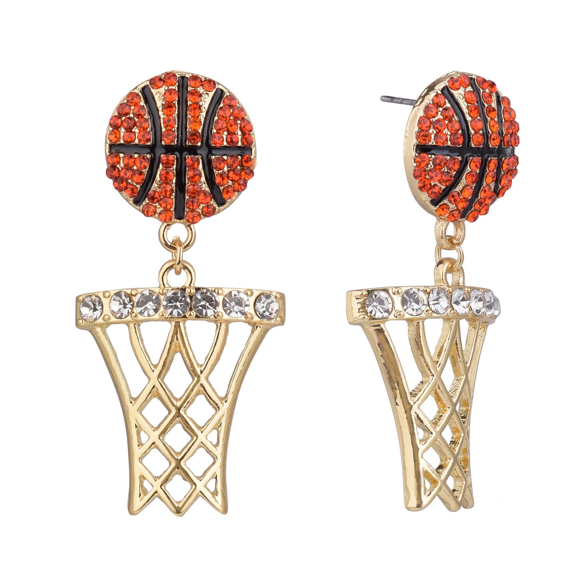 1.75 In. Pave Basketball Hoop Dangle Earrings
