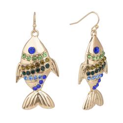 2 In. Pave Fish Dangle Earrings