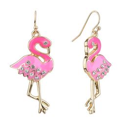 Fun & Sun Pave Flamingo Dangle Earrings