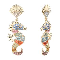 3 In. Pave Seahorse Dangle Earrings
