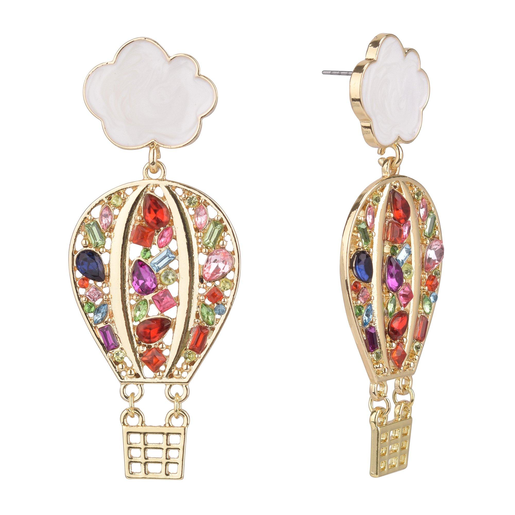 2.5 In. Pave Hot Air Balloon Dangle Earrings