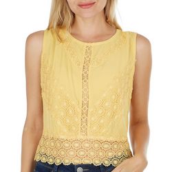Juniors Solid Lace Tie Back Sleeveless Top