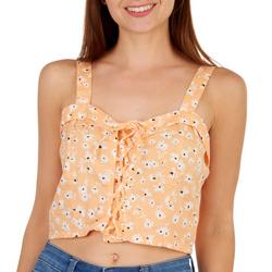 Juniors Floral Lace Up Corset Sleeveless Top