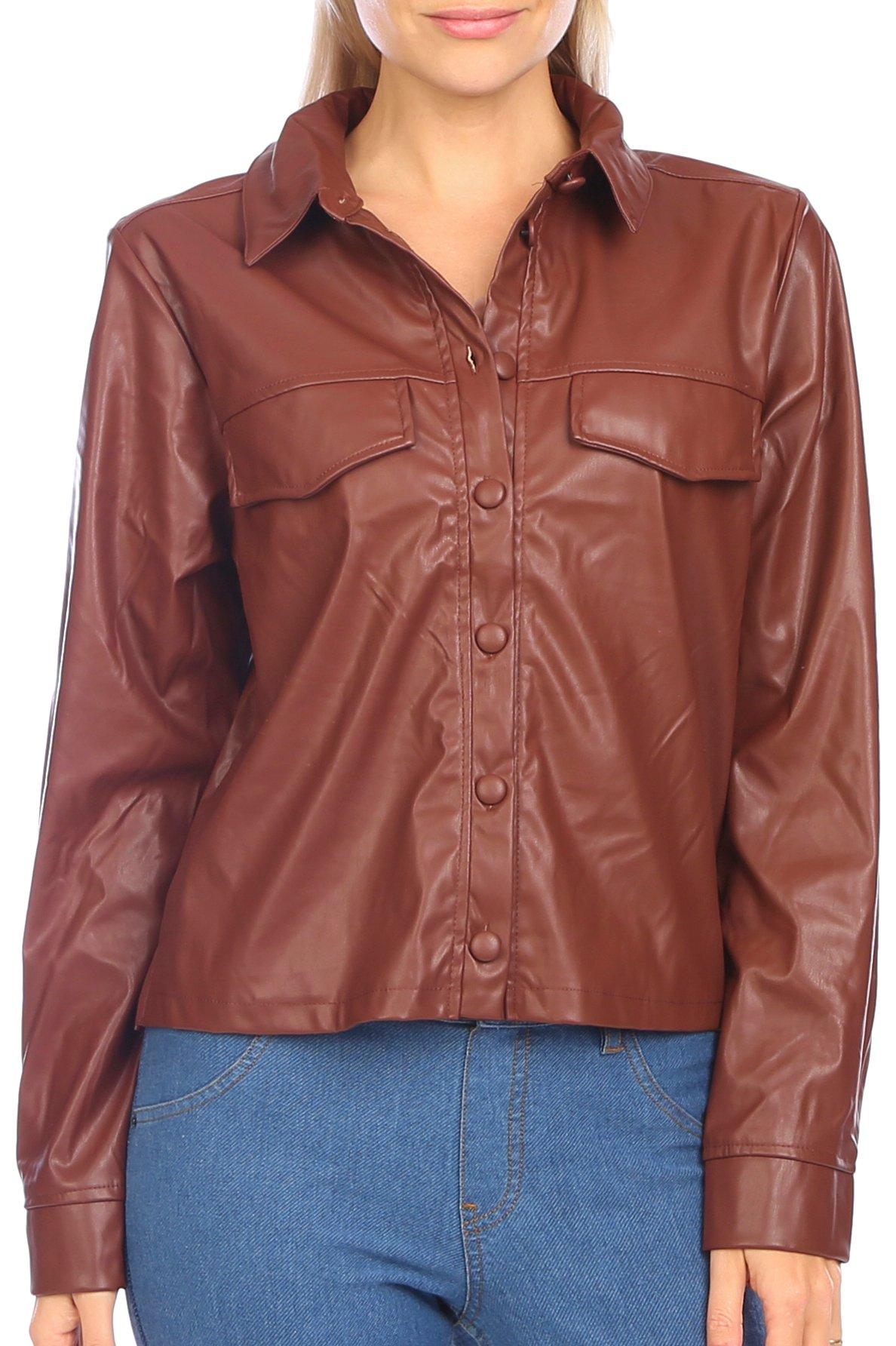 Juniors Lined Faux Leather Jacket