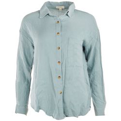 No Comment Juniors Classic Button Down Long Sleeve Top