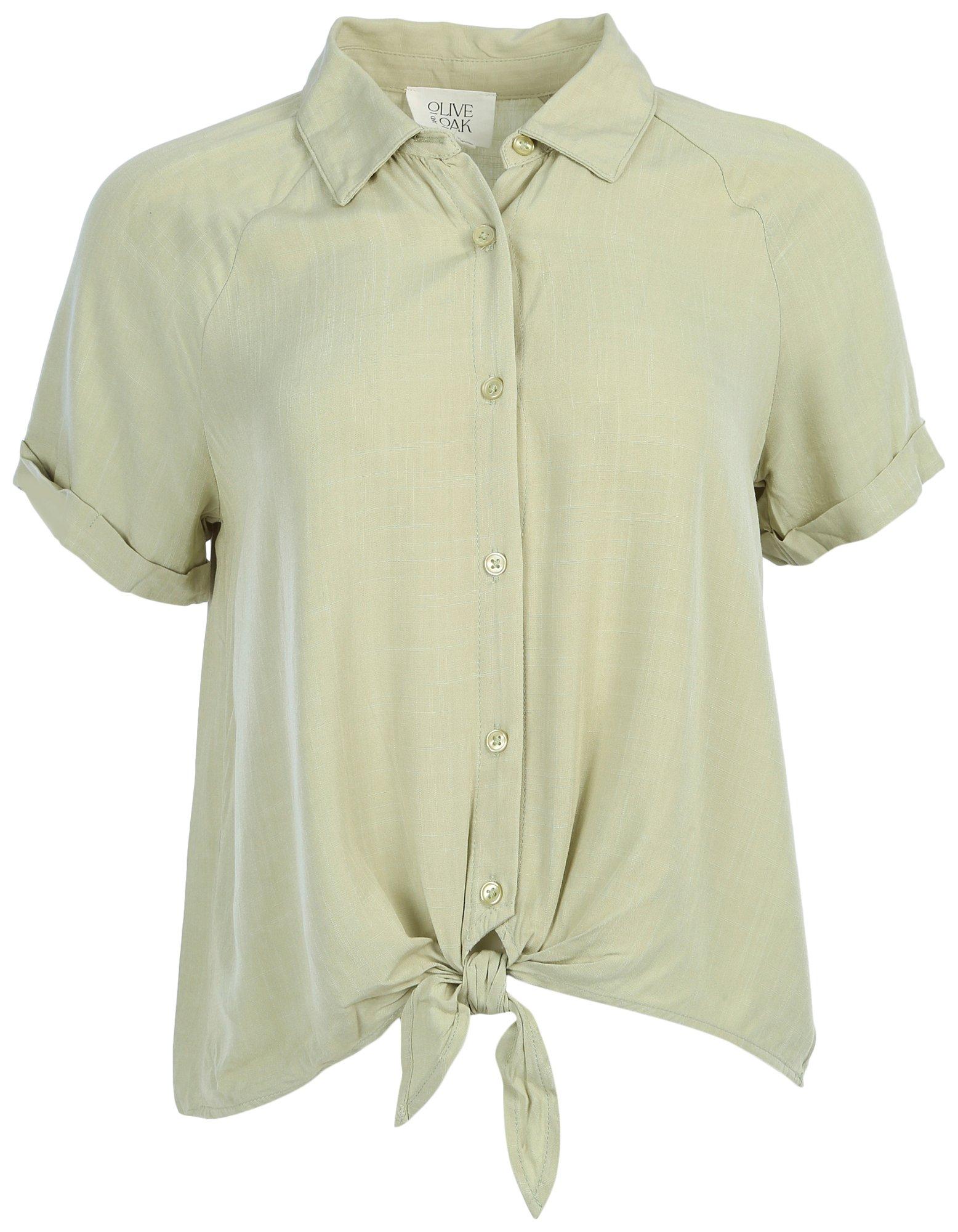 Olive and Oak Juniors Buttoned Crop Short Sleeve Top
