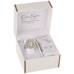 Jessica Simpson Womens 3-Pc Flower Watch Ring & Jewelry Set