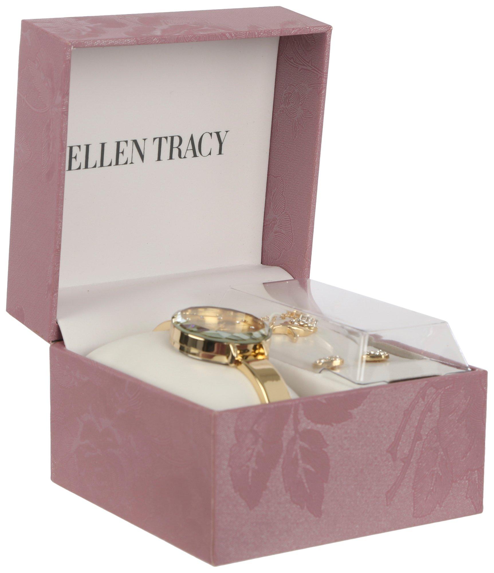 Ellen Tracy 3-Pc. Pave Watch XO Necklace & Heart Earring Set