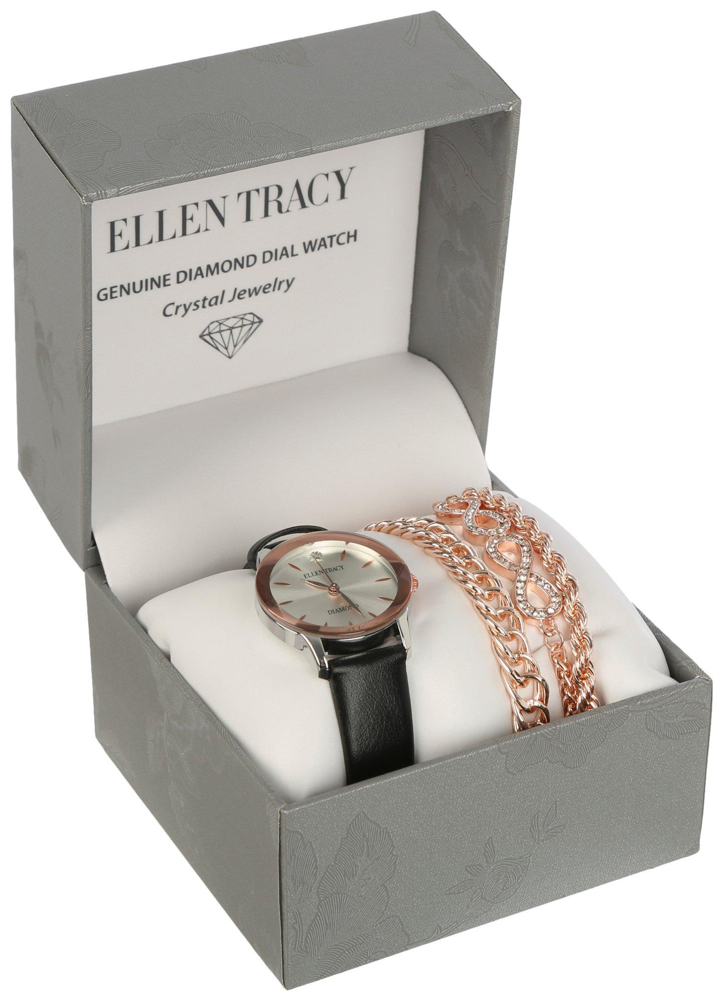 Ellen Tracy 4-Pc. Analog Watch & Chain Bracelet Set