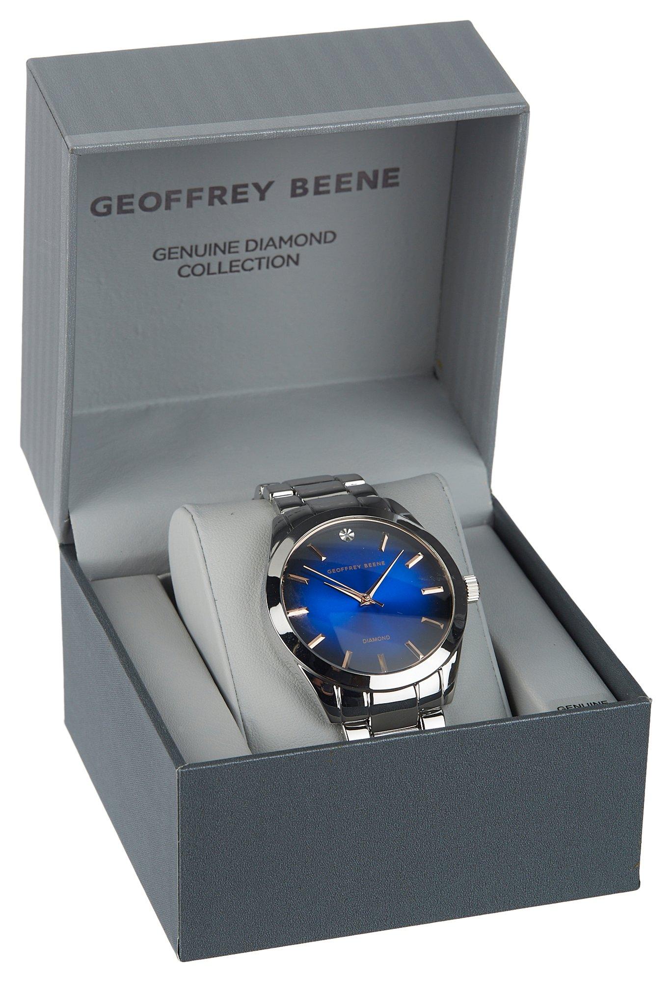 Geoffrey Beene Mens Genuine Diamond Link Analog Watch