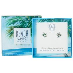 Beach Chic Sea Turtle Abalone Mom & Child Stud Earrings